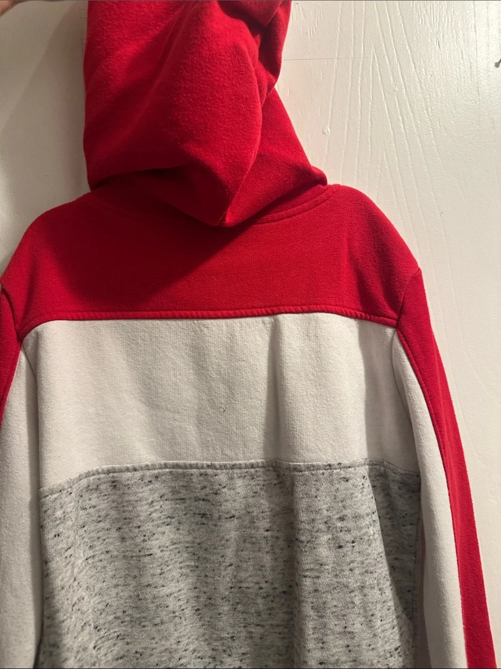 Justice Red and White Colorblock Hoodie Sweatshirt